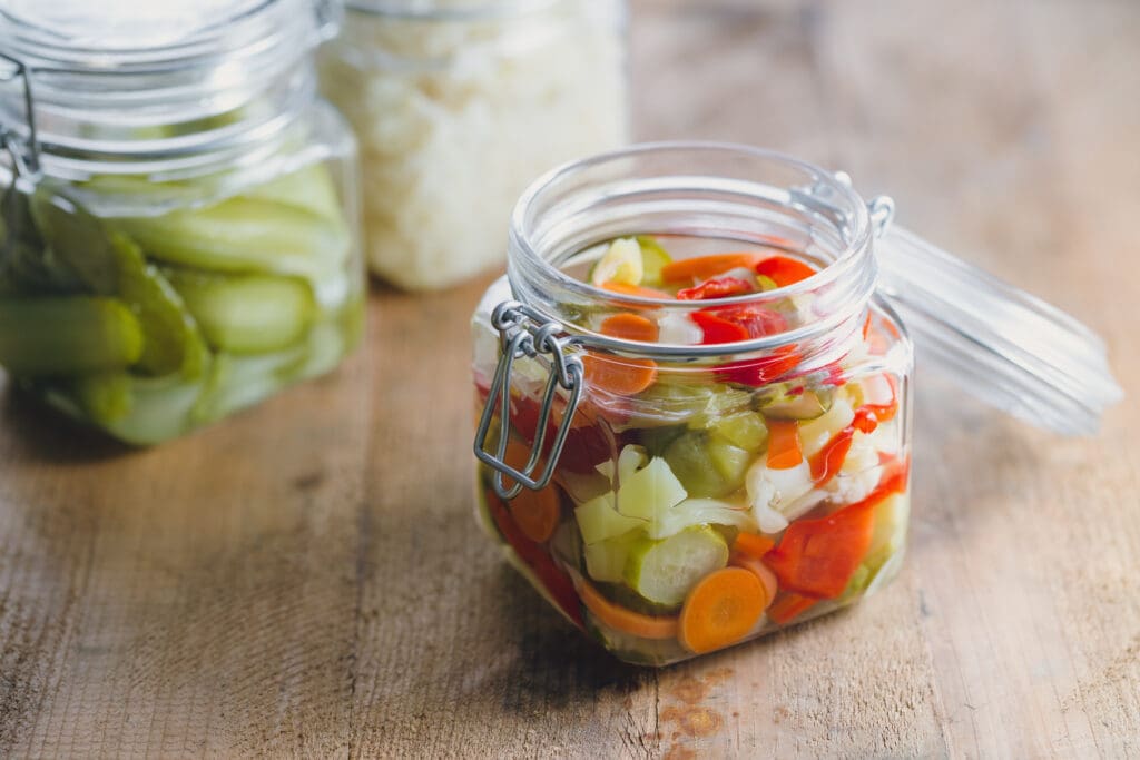 Pickled,Vegetables,In,Glass,Jars